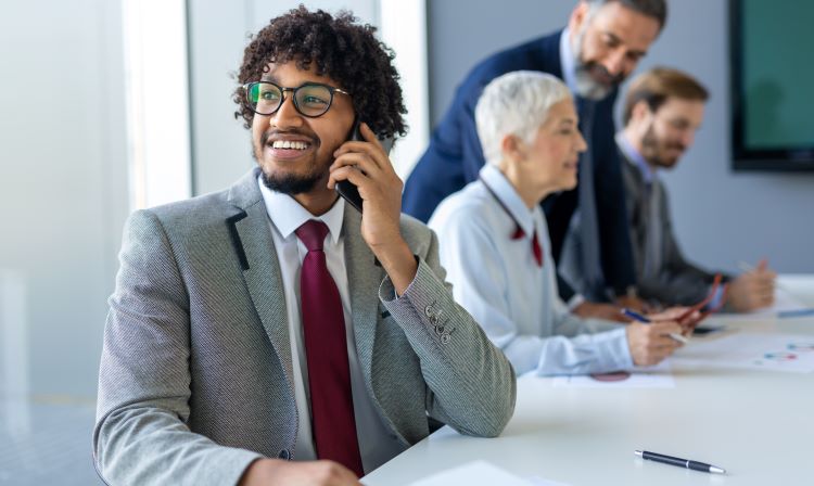 Man answering phone